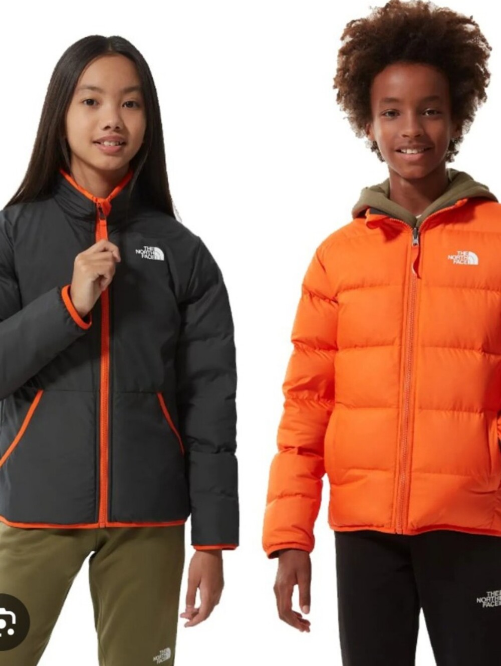The North Face Reversible Andes Jacket Boys orange grey small 7 8 yo
